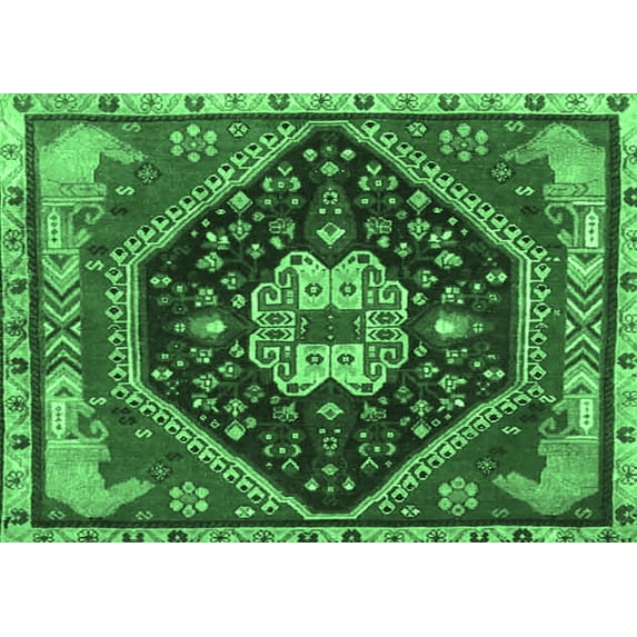 Ahgly Company Indoor Rectangle Persian Emerald Green Traditional Area Rugs, 2' x 3'
