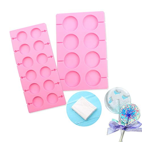 12 Round Shape Silicone Lolli Tray Mould Candy Chocolate Lolly Mold Sticks 