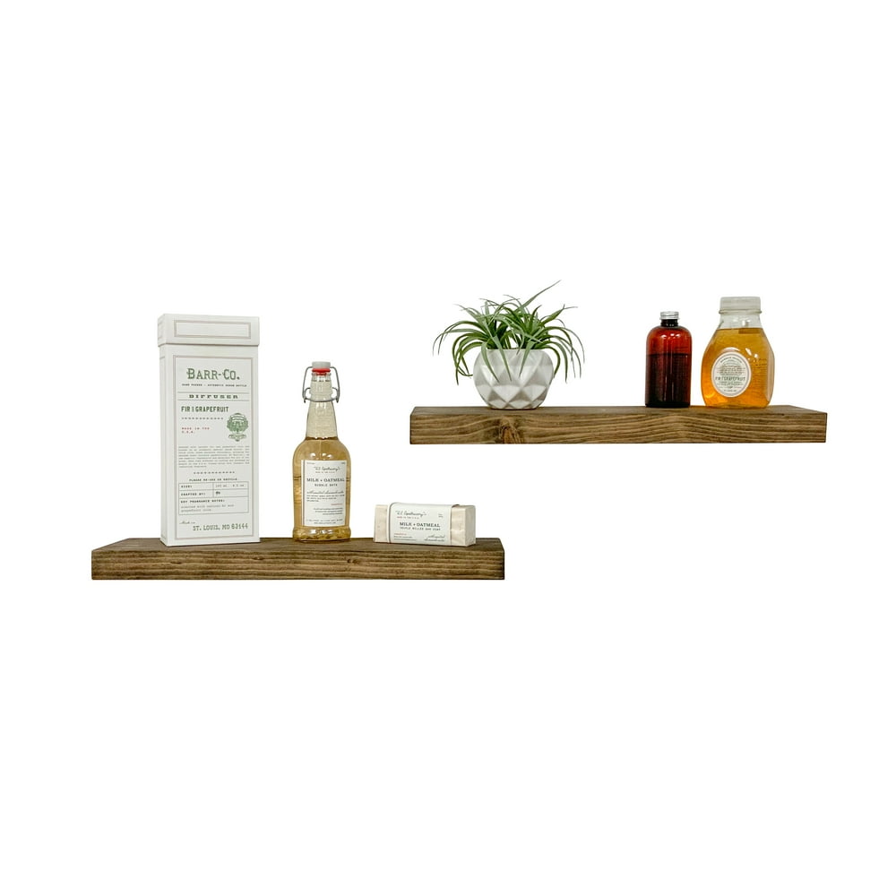 True Floating Shelves, Set of 2, 20Inch Dark Walnut
