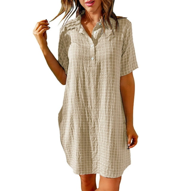 B91xZ Robe Printemps Été pour Femmes Décontractée à Col en V Profond à Manches Courtes Longue Robe de Soirée Maxi Robes de Mariage, Kaki G