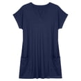thumbnail image 7 of VBVC Women's Notched V Neck Tunic Top, Short Sleeve Summer Shirt For Women, Ladies' Loose Casual Blouse with Pockets, Navy , S-5XL, 7 of 7