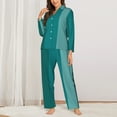 thumbnail image 2 of Pofeuu Teal Color Print Womens Pajamas Set Long Sleeve Sleepwear Button Down Nightwear Soft Pj Lounge Sets Button Down Pajamas Women-Small, 2 of 7