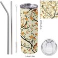 thumbnail image 3 of Flower and bird print retro tumbler with lid and straw 20 oz insulated tumbler cups Flower and bird print retro insulated travel coffee mugs for women cute sippy cups stainless insulated travel cups, 3 of 7