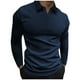 thumbnail image 2 of pstuiky camisa de manga larga para hombre, Camisa de color liso para hombre, jersey con solapa y botones de tira vertical, manga larga Tops de hombre l, 2 of 6