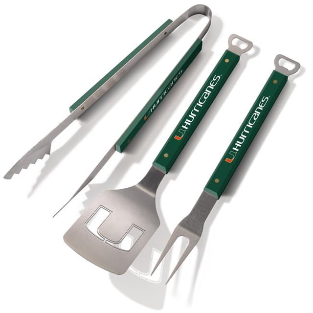 YouTheFan 5020964 Miami Hurricanes Spirit Series 3 Piece BBQ Set