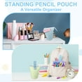 thumbnail image 6 of Uxcell Stand Pencil Pouch, Telescopic Standing Pen Pouch with Handle Stand Colored Pen Holder Foldable Makeup Cosmetic Bag Art Supplies for Marker Brush Home Office, Yellow, 6 of 6