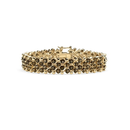 - 20 TCW Round Smoky Quartz Tennis Bracelet in 14k Gold-Plated