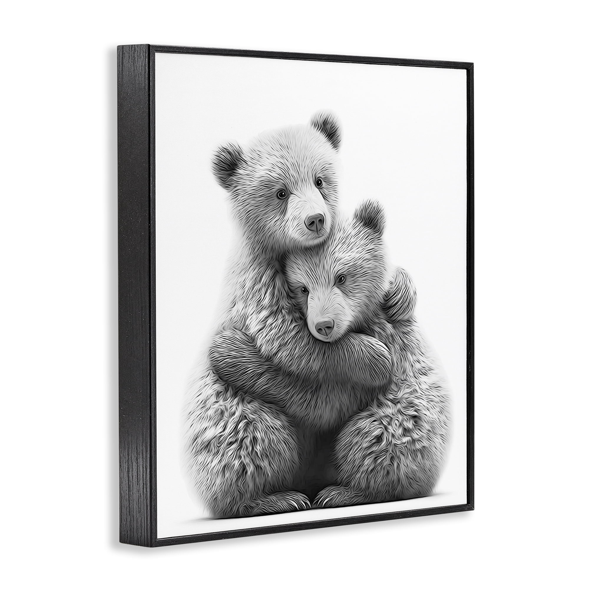 Stupell Industries Two Hugging Bears Animals & Insects Painting Black Framed Art Print Wall Art, 11 x 14