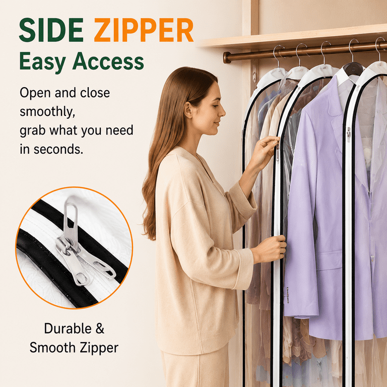 INCTUO Clear Hanging Garment Bags 40 Inch 3-Pack photo 5