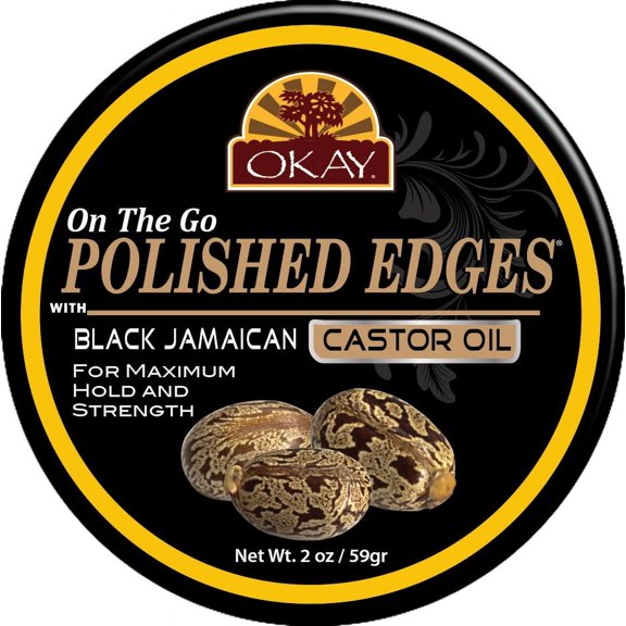 OKAY Polished Edges with Black Jamaican Castor Oil - 2oz for Sleek, Defined Hairline