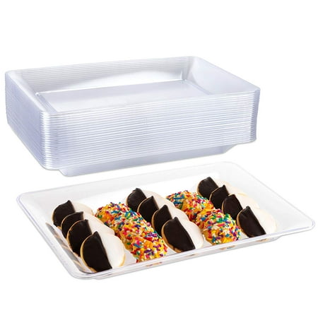 Duck Serving Dish Impressive Creations Clear Rectangle Plastic Serving Dish – Durable and Reusable Party Supply Tray – Perfect for Serving Appetizers, Finger Foods, and More – 14 x 10 Inches ()