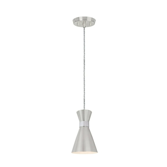 Aspen Creative 61112-11, One-Light Hanging Mini Pendant Ceiling Light, Transitional Design in Satin Nickel & Chrome Finish, 5" Wide