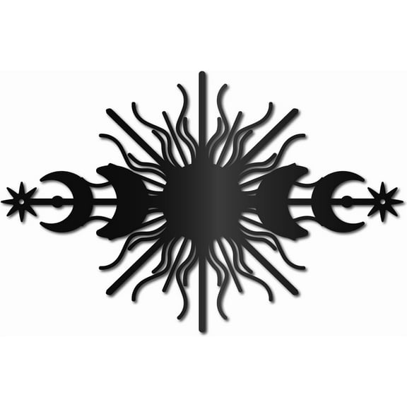 Sun and Moon Metal Wall Art Moon Phase Wall Decor Black Hollow Sculpture Hanging Decor Rustic Wall Sign Decoration