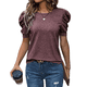 thumbnail image 1 of Suéter de Corta Abullonada para Mujer, Tops de y Verano 2025, Conjuntos de Punto, Camisa de Cuello Redondo, Blusas Burdeos S, 1 of 4