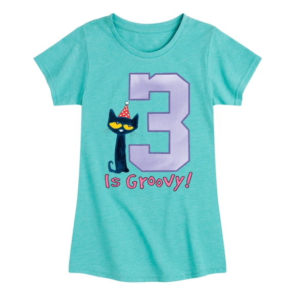 Pete the Cat - Happy 3rd Birthday - Toddler And Youth Girls Short Sleeve Graphic T-Shirt