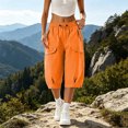 thumbnail image 3 of Bloomae Womens Hiking Capri Pants Lightweight Quick Dry Casual Fall Adjustable Drawstring Elastic Waist Baggy Ruched Hem Cropped Trousers with Pockets, 3 of 7