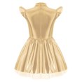 thumbnail image 2 of Oyolan Kids Girls Metallic Twirly Dress Sparkly Shiny Cap Sleeve Alien A Line Swing Dance Midi Dress Gold 12, 2 of 5