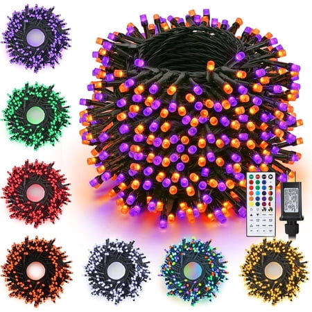 Halloween Lights RGB String Lights, 115ft 350 LED Orange Purple Halloween Light String with Remote & Timer, Color Changing Twinkle Tree Light for Home Party Holiday Indoor Outdoor Decorations