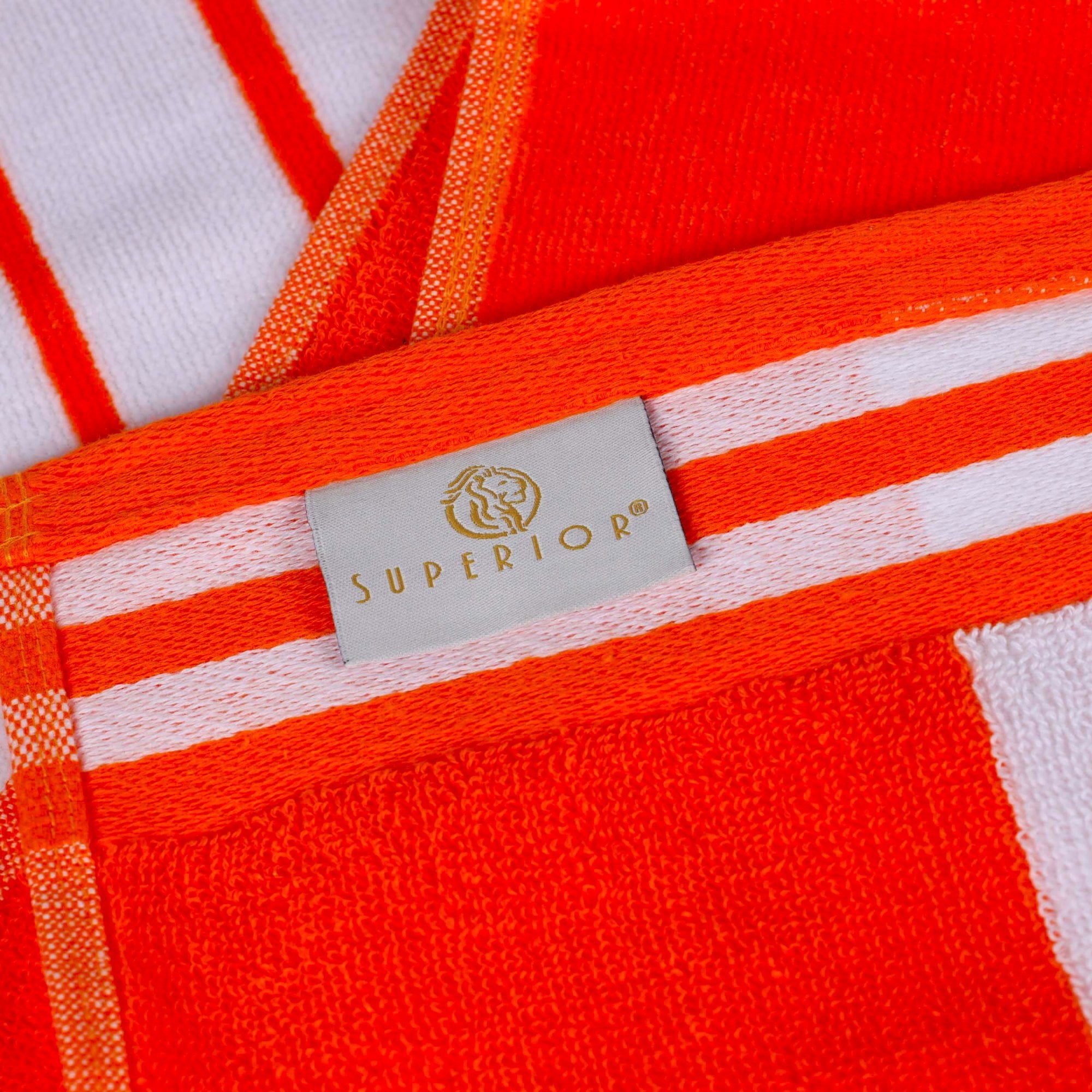 Superior Cotton Striped Oversized Beach Towel Set of 4, 34" x 64", Coral