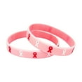 thumbnail image 2 of Pink Ribbon Silicone Bracelet Breast Health Awareness Day Wristband Women Health Support Charity Fundraiser Accessory, 2 of 6