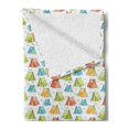 thumbnail image 2 of Camping Soft Flannel Fleece Blanket, Continuous Illustration of Colorful Tents with Floral Ornaments and Plants Around, Cozy Plush for Indoor and Outdoor Use, 50" x 70", Multicolor, by Ambesonne, 2 of 5
