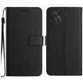 thumbnail image 2 of For Motorola Moto G Power 5G (2023) Wallet Case with [RFID Blocking] [Wrist Strap] [Support Kickstand] Leather Lattice Embossed Flip Magnetic Clasp Cover Credit Card Holder Case, Black, 2 of 9
