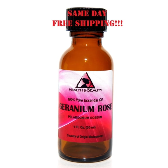 Geranium rose essential oil aromatherapy 100% pure natural glass 1.0 oz 30ml