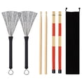 thumbnail image 1 of Juego De Baquetas De Tambor Cepillos De Alambre De Tambor Cepillos Retráctiles Varillas Rojas Bolsa De Almacenamiento De Baquetas De Tambor Para Amantes De La Música Acústica De Jazz Yuarrent EL010451-00, 1 of 6