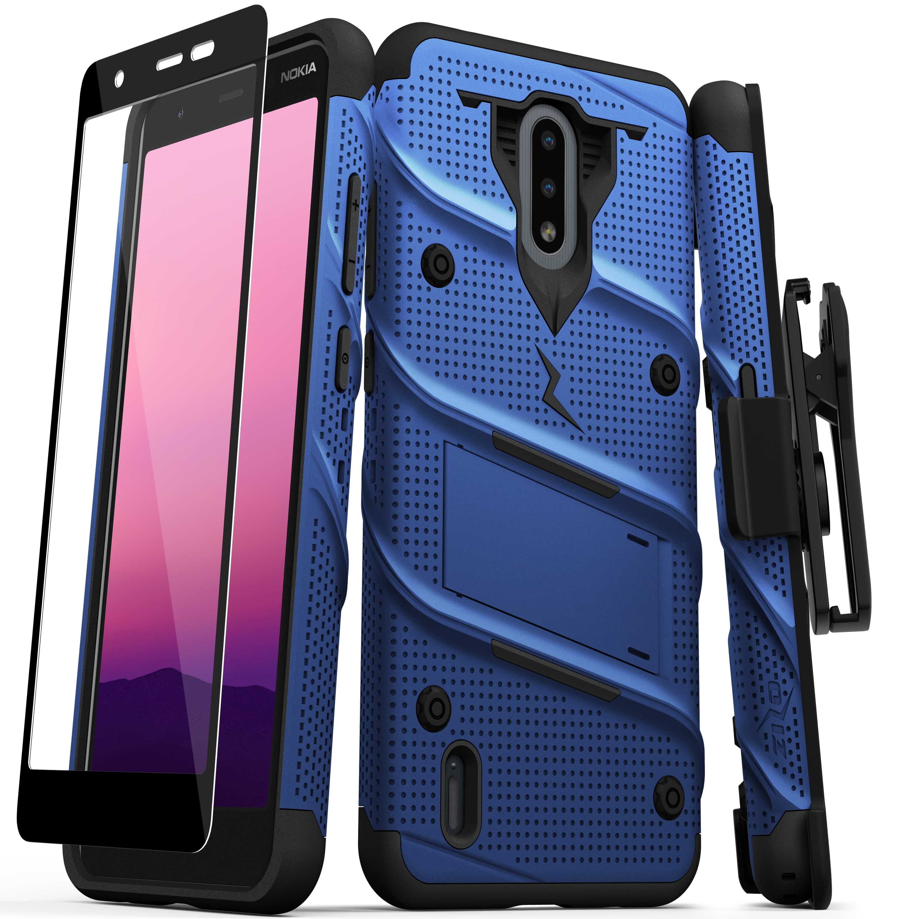 Zizo Bolt Series For Nokia C2 Tava Case With Screen Protector Kickstand Holster Lanyard Blue Black Walmart Com Walmart Com