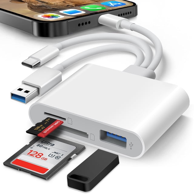 Lector de tarjetas SD BKYMPR 3 en 1 para iPhone iPad Mac con USB-C