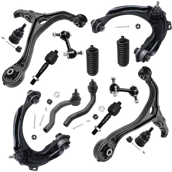 Detroit Axle - 3.0L Front End 14pc Suspension Kit for 2003-2006 Honda Accord, 2 Upper Control Arms w/Ball Joints 2 Lower Control Arms 2 Lower Ball Joints 2 Sway Bars 4 Inner Outer Tie Rods 2 Boots