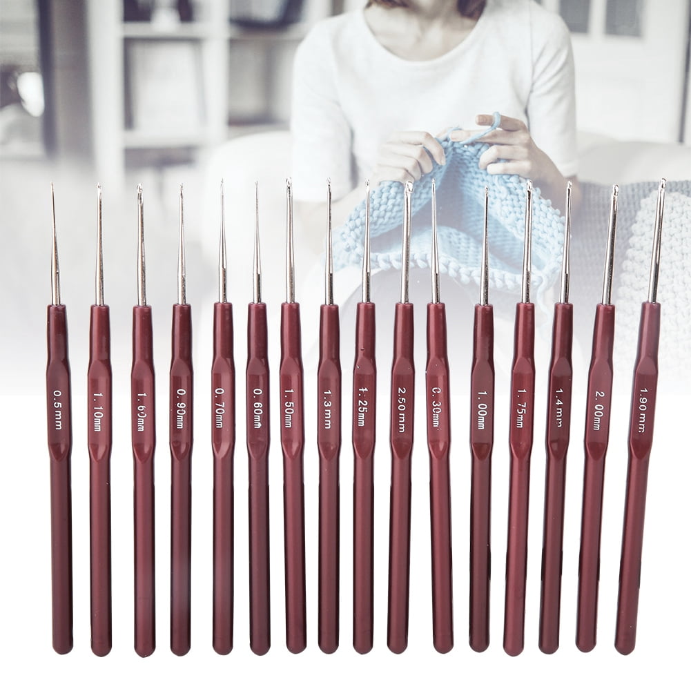 YLSHRF Crochet Hook Set, Lace Crochet Hook Needle,Plastic Handle Ultra-fine Lace Crochet Hook Set Stainless Steel Knitting Needle DIY Sewing Tool