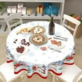 thumbnail image 3 of Christmas Tablecloth Round 60 Inch Grey Green Winter Table Cloth Washable Snowman Snowflake Trees Decorative Outdoor Table Cover for Kitchen Dining Holiday Party Picnic Indoor Home Decor, 3 of 6