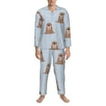 thumbnail image 3 of Fuzoiu Playful Walrus Wonders Print Men's Long-Sleeved Pajama,Lounge Button Down Nightwear,Mens Notch Collar Pajama Set -Small, 3 of 7