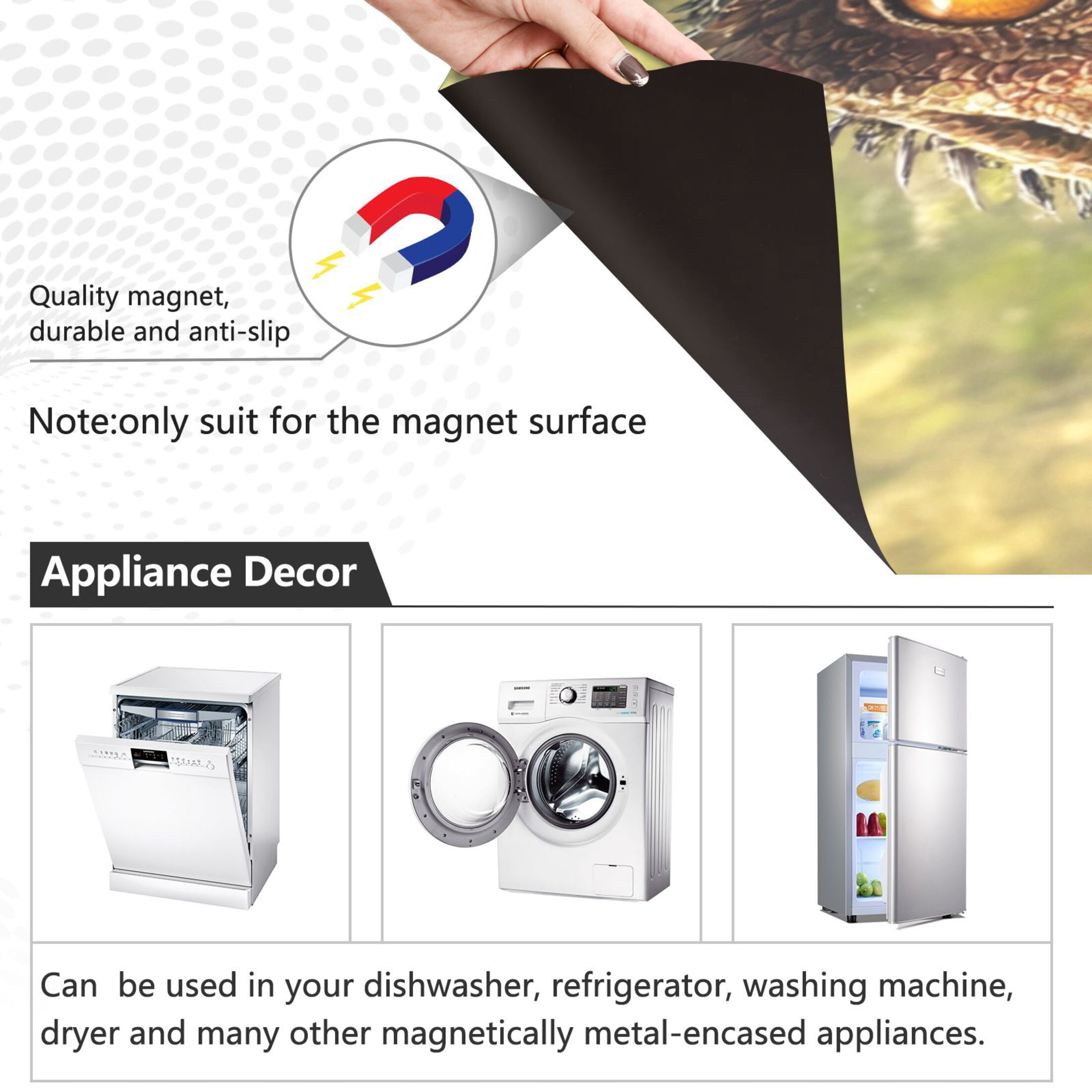 Dishwasher Magnetic Sticker 23x26 Inch Refrigerator Magnetic Sticker Washing Machine Magnetic Sticker Kitchen Panel Magnetic Sticker Home Decor Cool Big Head Dinosaur