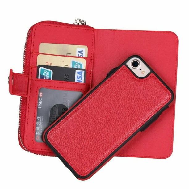 Goldcherry For Iphone Se Wallet Case Iphone 5s Leather Case Detachable Magnetic Flip Purse With Wrist Strap And 14 Card Slot Holder Protective Cover For Apple Iphone Se Iphone 5 5s Red Walmart Com