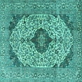 thumbnail image 1 of Ahgly Company Machine Washable Indoor Square Persian Turquoise Blue Traditional Area Rugs, 8' Square, 1 of 4