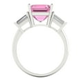 thumbnail image 4 of 3.5ct asscher cut pink Zircon 18k white gold 3 stone Bridal Wedding Engagement Promise Anniversary Ring for Women size 9.5, 4 of 7