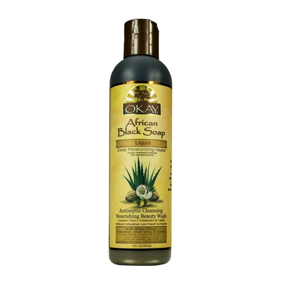 Okay African Black Soap, Liquid, 8 Oz
