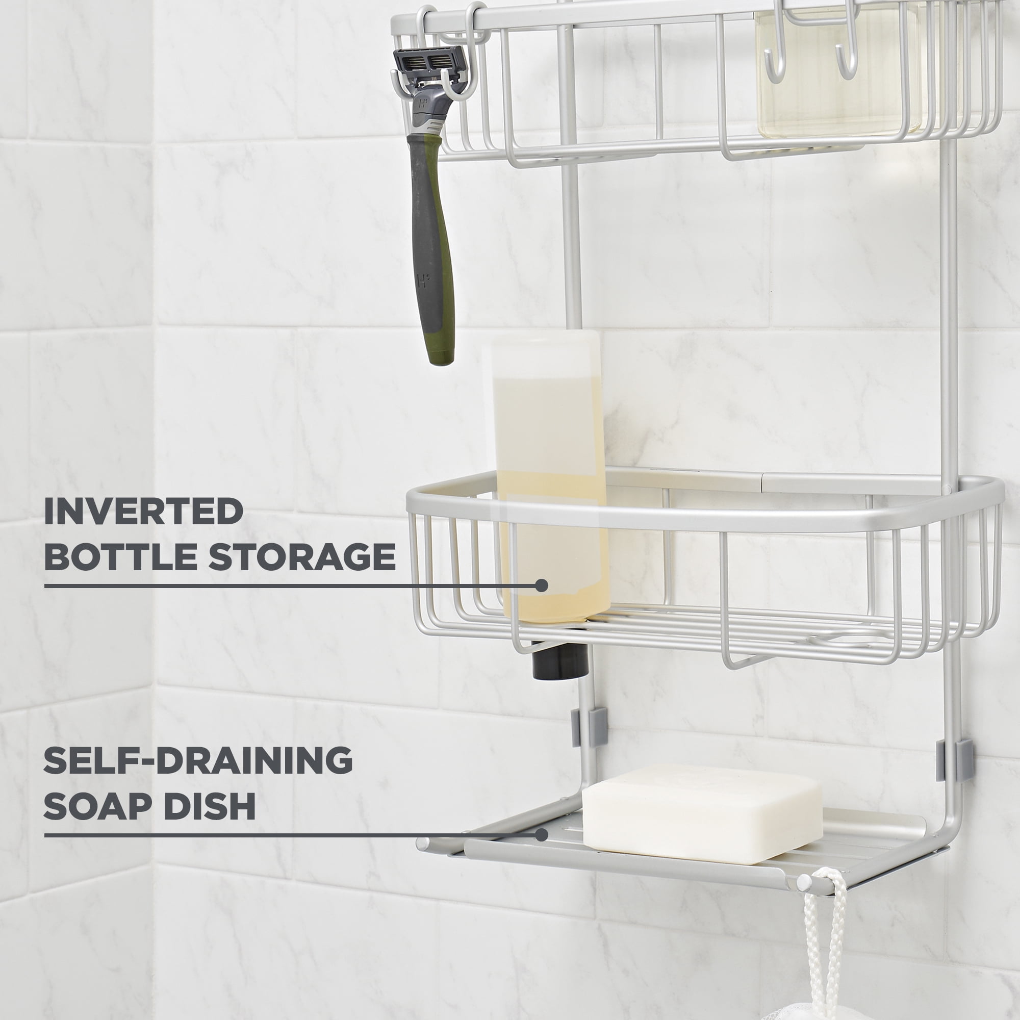 Aitatty Hanging Shower Caddy Bathroom Organizer: Rustproof Shower Shelf  Racks Over Shower Head - No Drilling Inside Bath Shower Rack Shelves Over