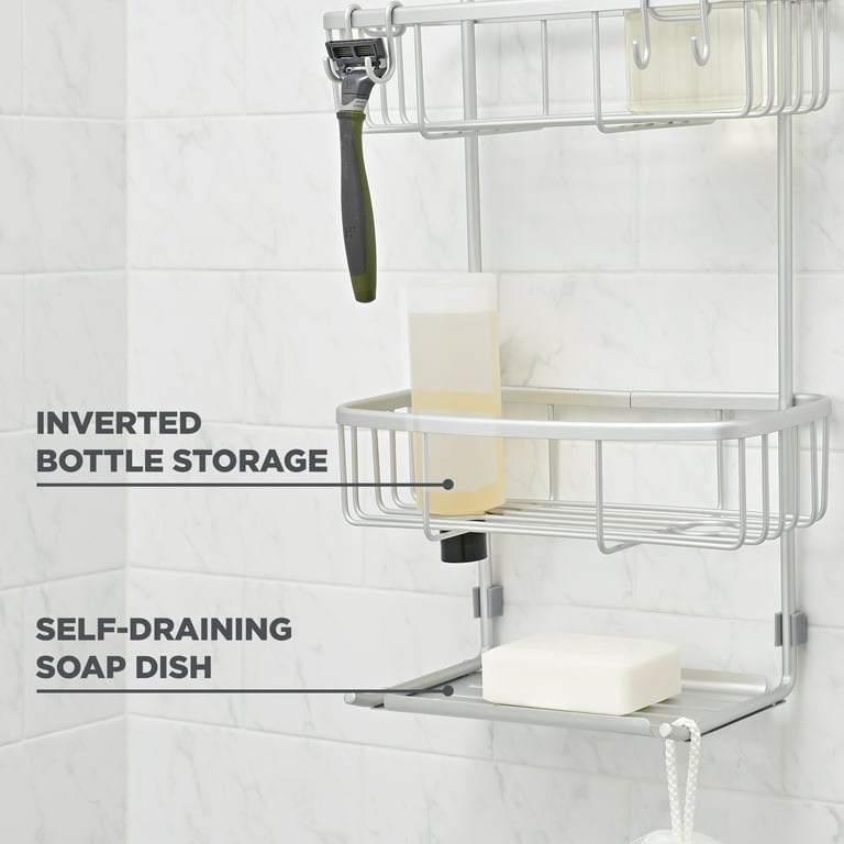 Aluminum Shower Caddy with 3 Shelves, Better Homes & Gardens Rust Proof Over The Showerhead