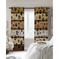 thumbnail image 3 of Brown Cat Paw Print Blackout Curtains 45 Inches Long for Bedroom,Vintage Farmhouse Country Wooden Grain Thermal Insulated Room Darkening Black Out Window Curtain Panels Grommet Drapes for Living Room, 3 of 8