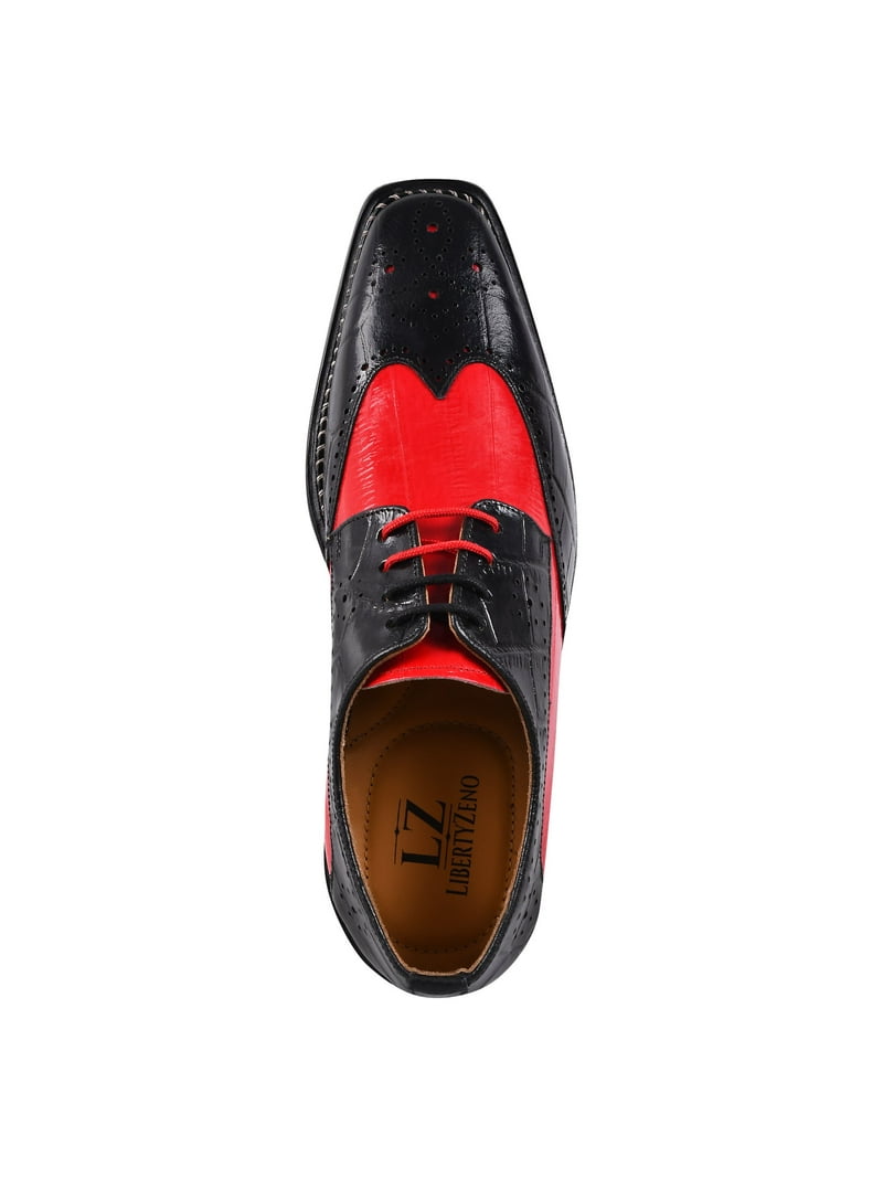 LIBERTYZENO Men's Oxford Dress Shoes, Black/Red, 10.5 - Walmart.com