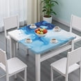 thumbnail image 3 of Blue White Marble Pattern Square Fitted Tablecloth with Elastic Edge,Square Table Cover,Washable Elastic Table Cover for Home Kitchen Party Decor 34"x34", 3 of 6
