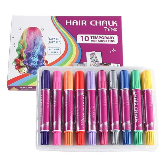 Hair Chalk - Temporary Hair Chalk | Hairs Color Dye | Washable Coloring Markers | 10 Count Multicolor Dyes | Makeup Kit Fun Toy For Adults Cosplay Events, Christmas Presents, Or Birthdays