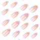 thumbnail image 3 of Uñas postizas almendradas blancas con punta francesa, cortas, color rosa nude con rayas doradas 3D, 24 unidades., 3 of 5