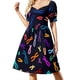thumbnail image 3 of Vestido de manga corta con arte abstracto, vestido de fiesta, vestido de cumpleaños, vestido elegante., 3 of 7