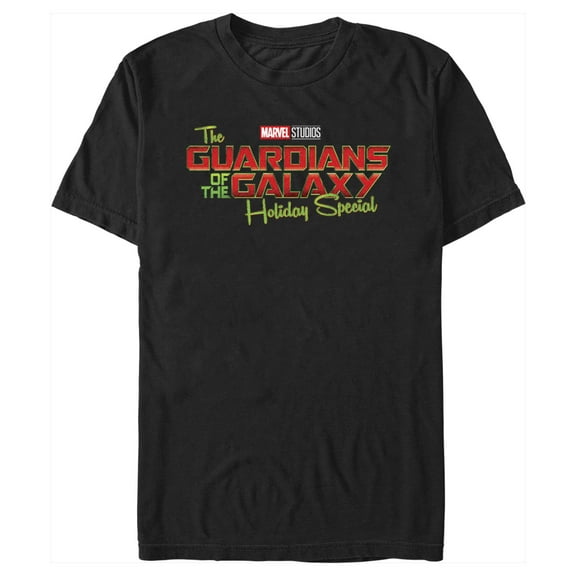 Men's Guardians of the Galaxy Holiday Special Red and Green Logo Graphic Tee Black X Large