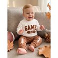 thumbnail image 4 of Loicainy Baby Toddler Boy Football Outfits 3 6 12 18 24 Months 2T 3T Letter Embroidered Long Sleeve Sweatshirt and Jogger Pants 2 Piece Clohtes Set for Winter Fall, 4 of 9
