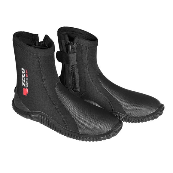 SKIUHS Men & Women 5mm Neoprene Dive Boots for Adults – Side Zipper Thermal Non-Slip Wetsuit Boots, Snorkeling Diving
